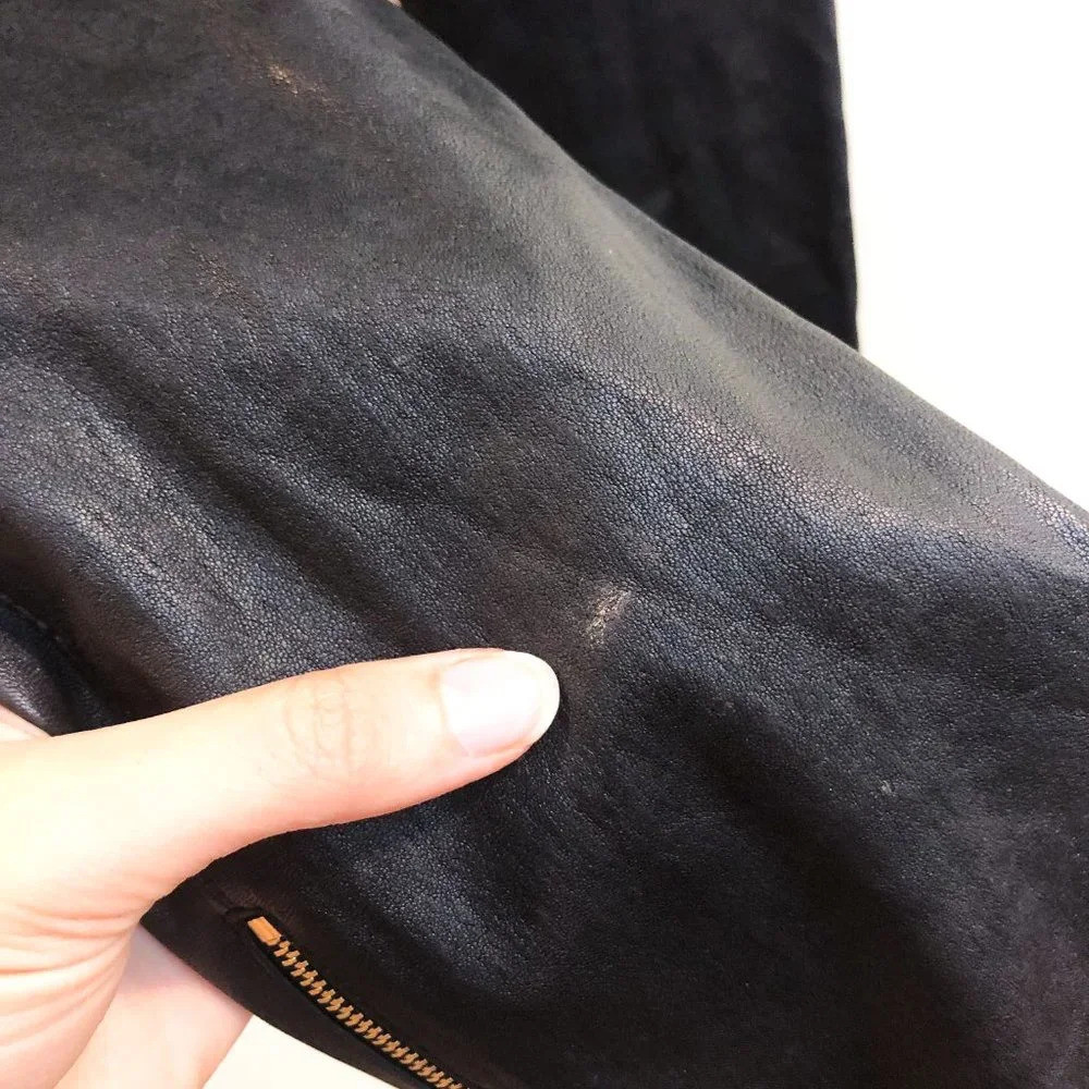 Escada Layla 100% Lamb Leather Gold Hardware Black Designer Skinny Pants ALTERED - Picture 11 of 15